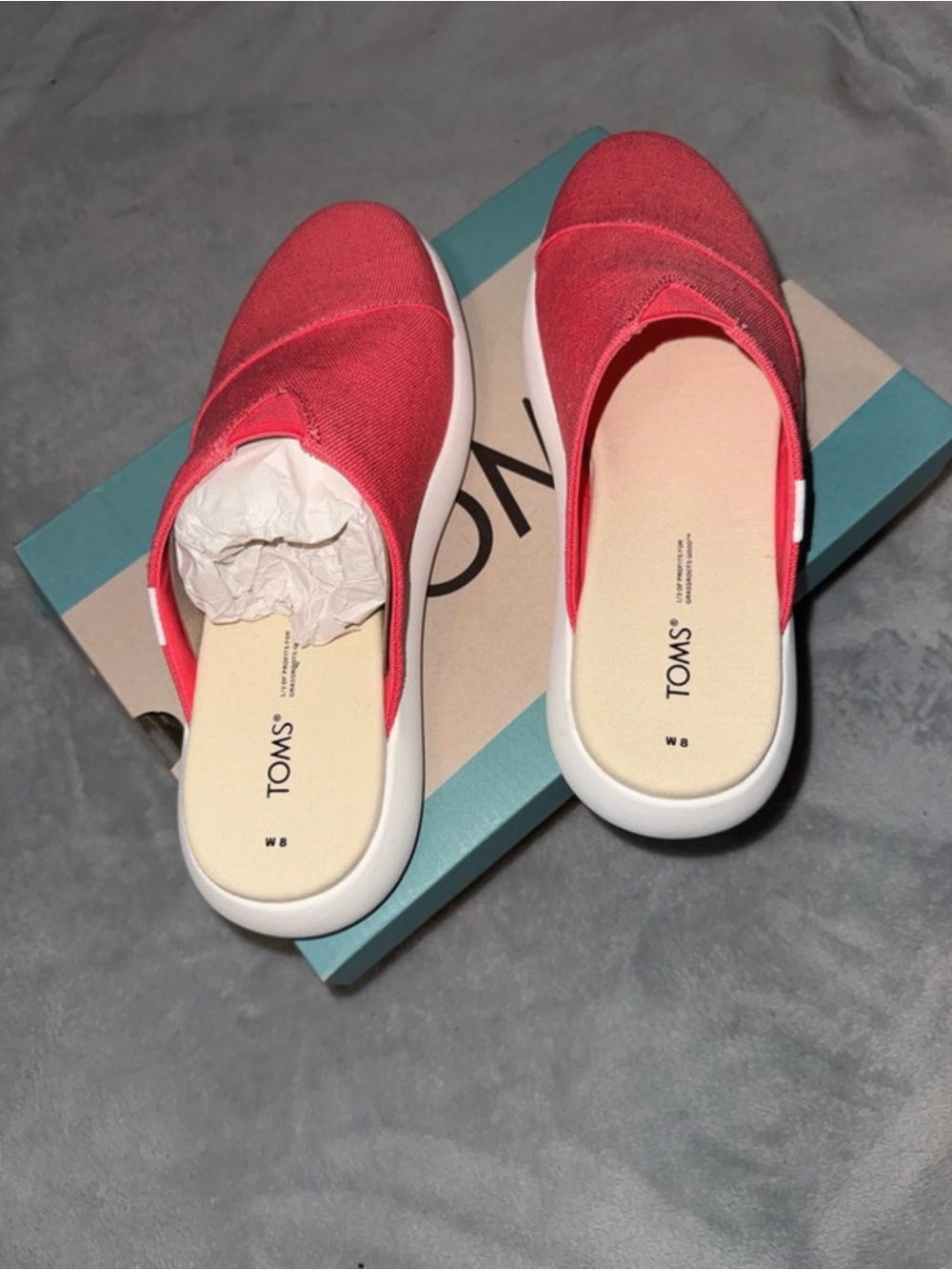 TOMS Women's Coral Canvas Slip-On Mules
